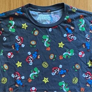Super Mario Bros Nintendo T-shirt Gray Medium Mario Yoshi Stars Video Gamer Y2K